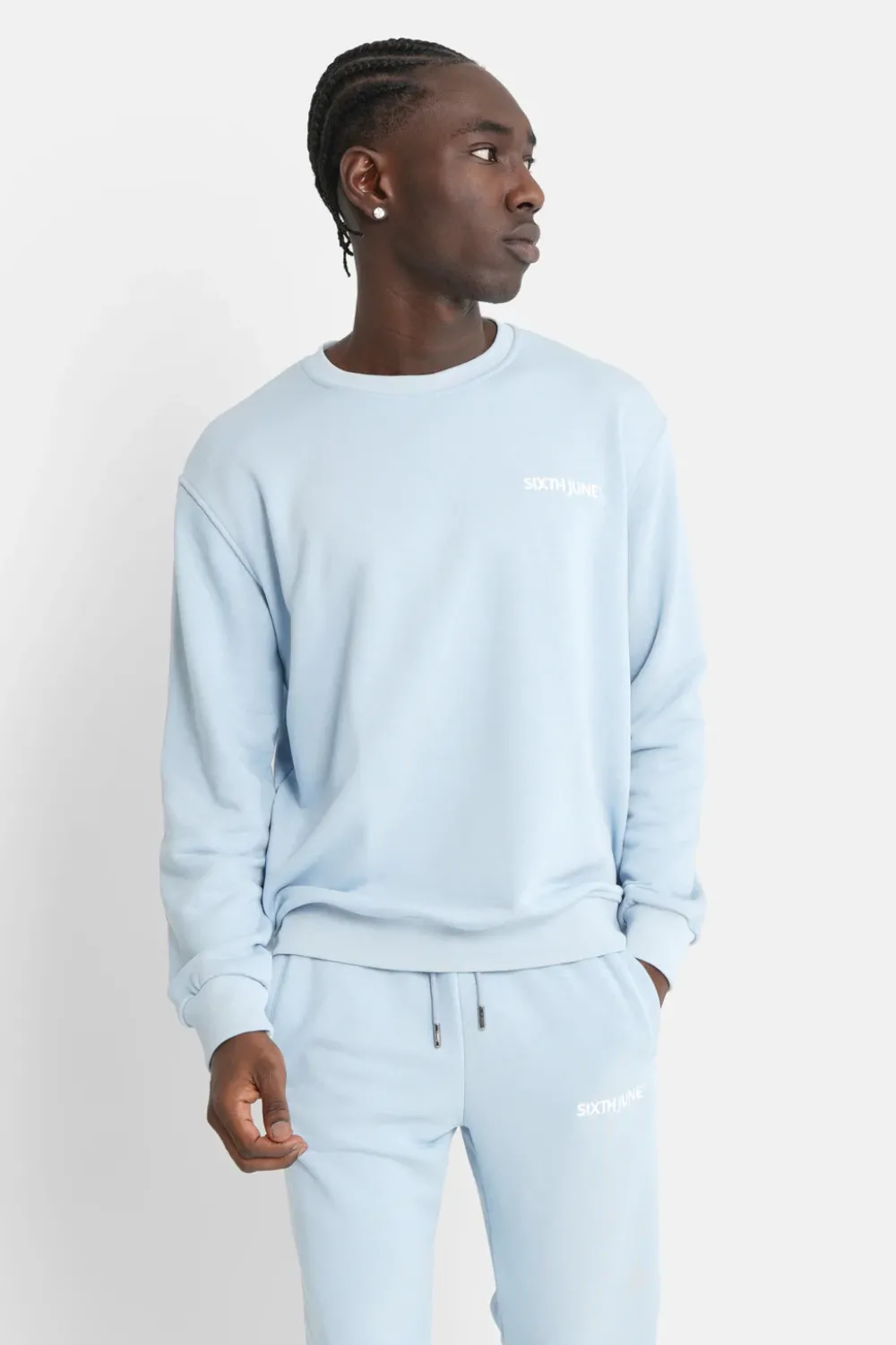 Homme Sixth June Sweats | Sweatshirt Soft Logo Brode Bleu