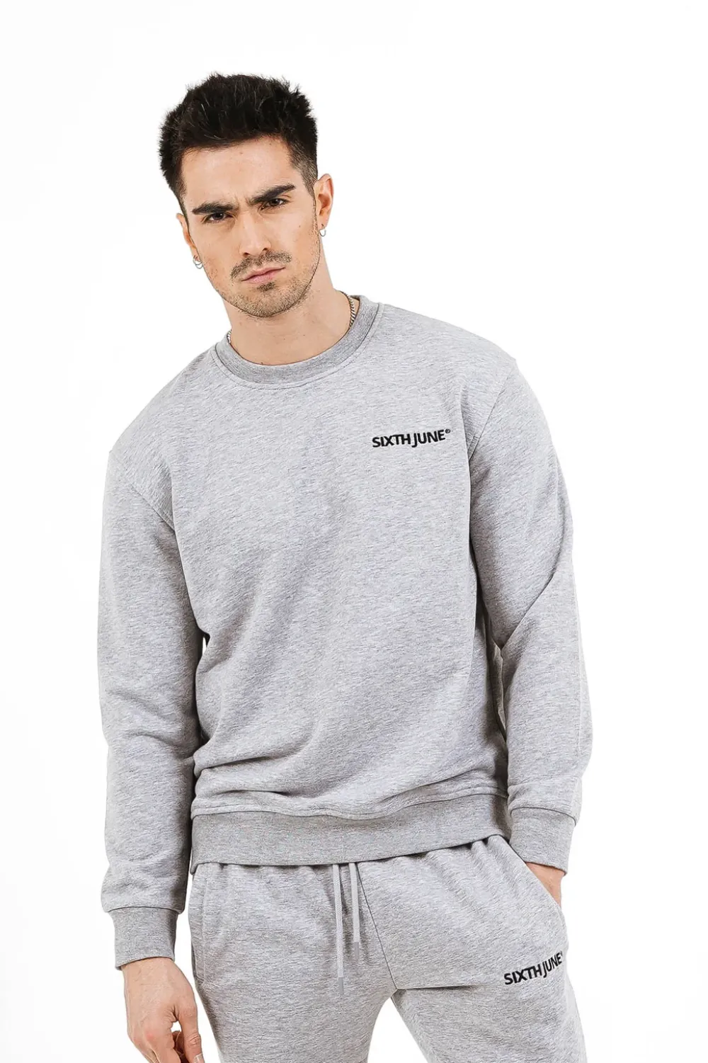 Homme Sixth June Sweats | Sweatshirt Soft Logo Brode Gris