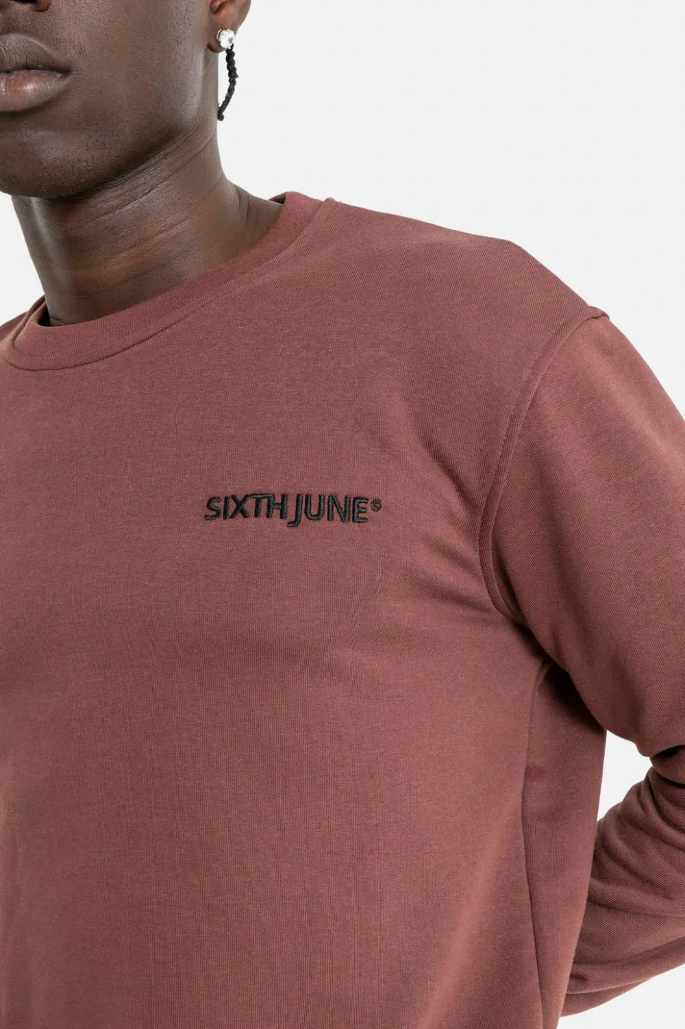 sweatshirt_soft_logo_brode_marron_fonce_2.webp Homme Sixth June Sweats | Sweatshirt Soft Logo Brode Marron Fonce