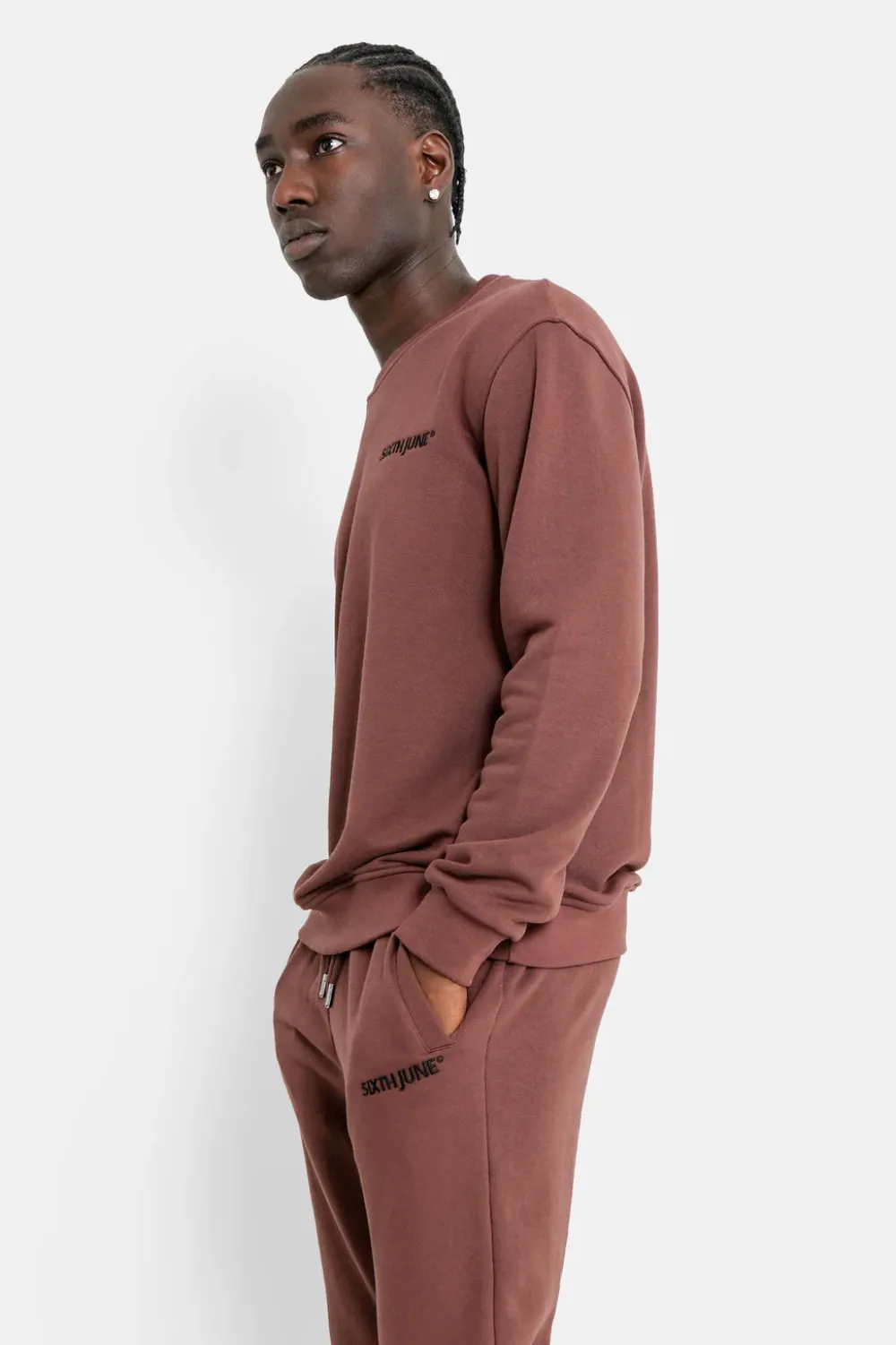 sweatshirt_soft_logo_brode_marron_fonce_3.webp Homme Sixth June Sweats | Sweatshirt Soft Logo Brode Marron Fonce
