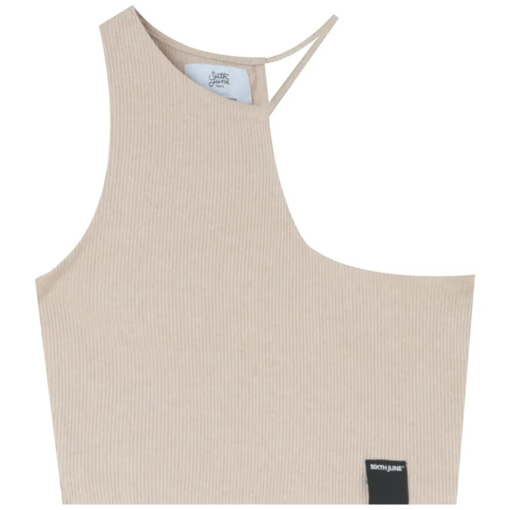 top_cotele_asymetrique_beige_5.webp Femme Sixth June Hauts | Top Cotele Asymetrique Beige