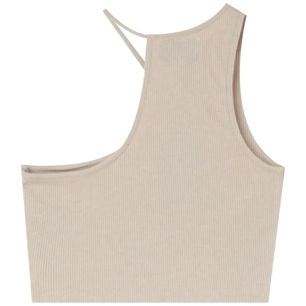 top_cotele_asymetrique_beige_6.webp Femme Sixth June Hauts | Top Cotele Asymetrique Beige