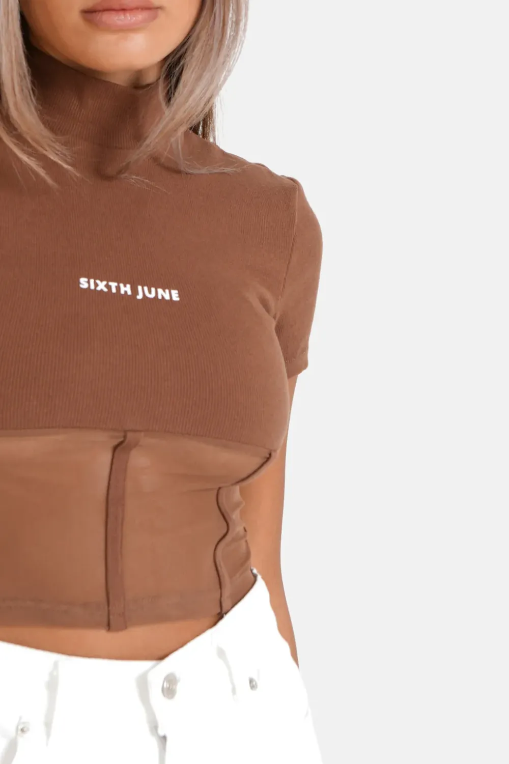 top_court_corset_transparent_marron_clair_3.webp Femme Sixth June Hauts | Top Court Corset Transparent Marron Clair