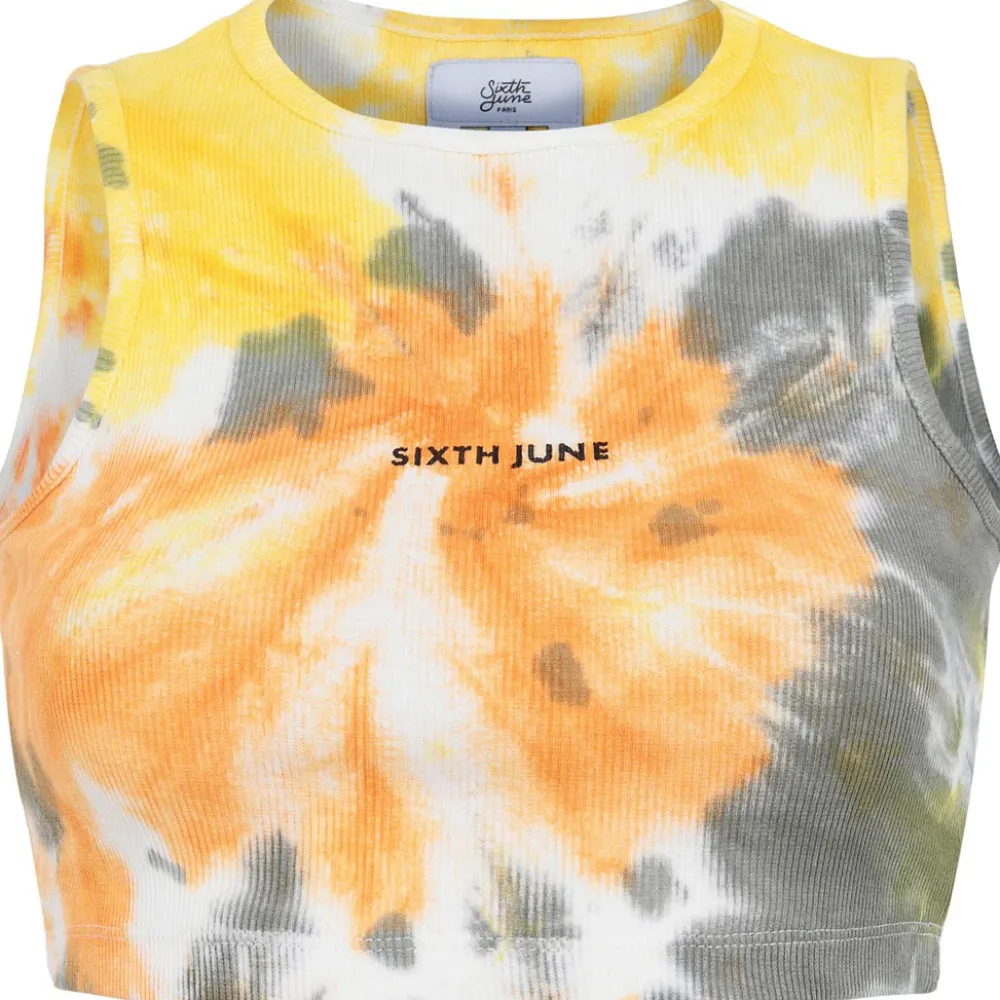 top_court_tie_dye_spiral_orange_6.webp Femme Sixth June Hauts | Top Court Tie Dye Spiral Orange