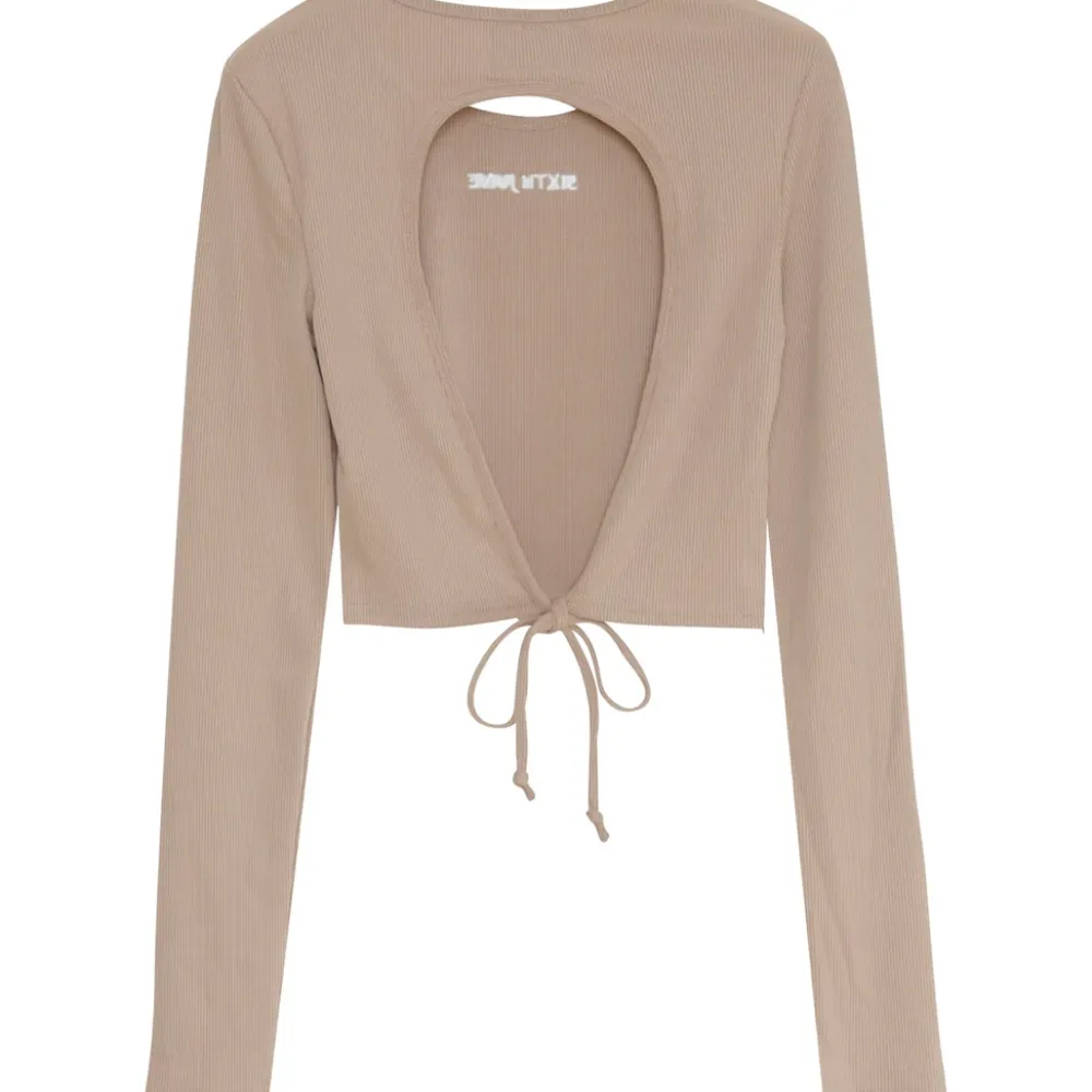 top_manches_longues_dos_nu_beige_fonce_5.webp Femme Sixth June Hauts | Top Manches Longues Dos Nu Beige Fonce