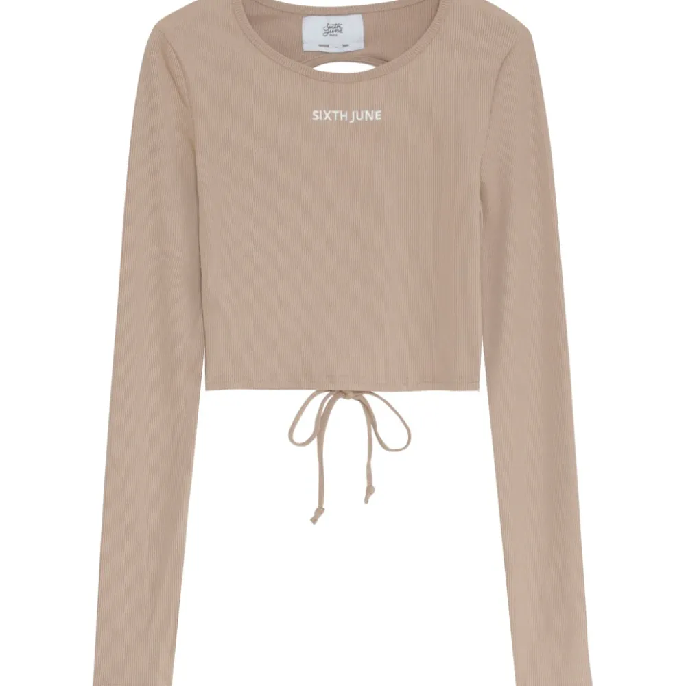 top_manches_longues_dos_nu_beige_fonce_6.webp Femme Sixth June Hauts | Top Manches Longues Dos Nu Beige Fonce