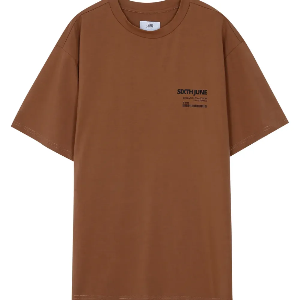 tshirt_barcode_marron_5.webp Homme Sixth June Hauts | T-Shirt Barcode Marron