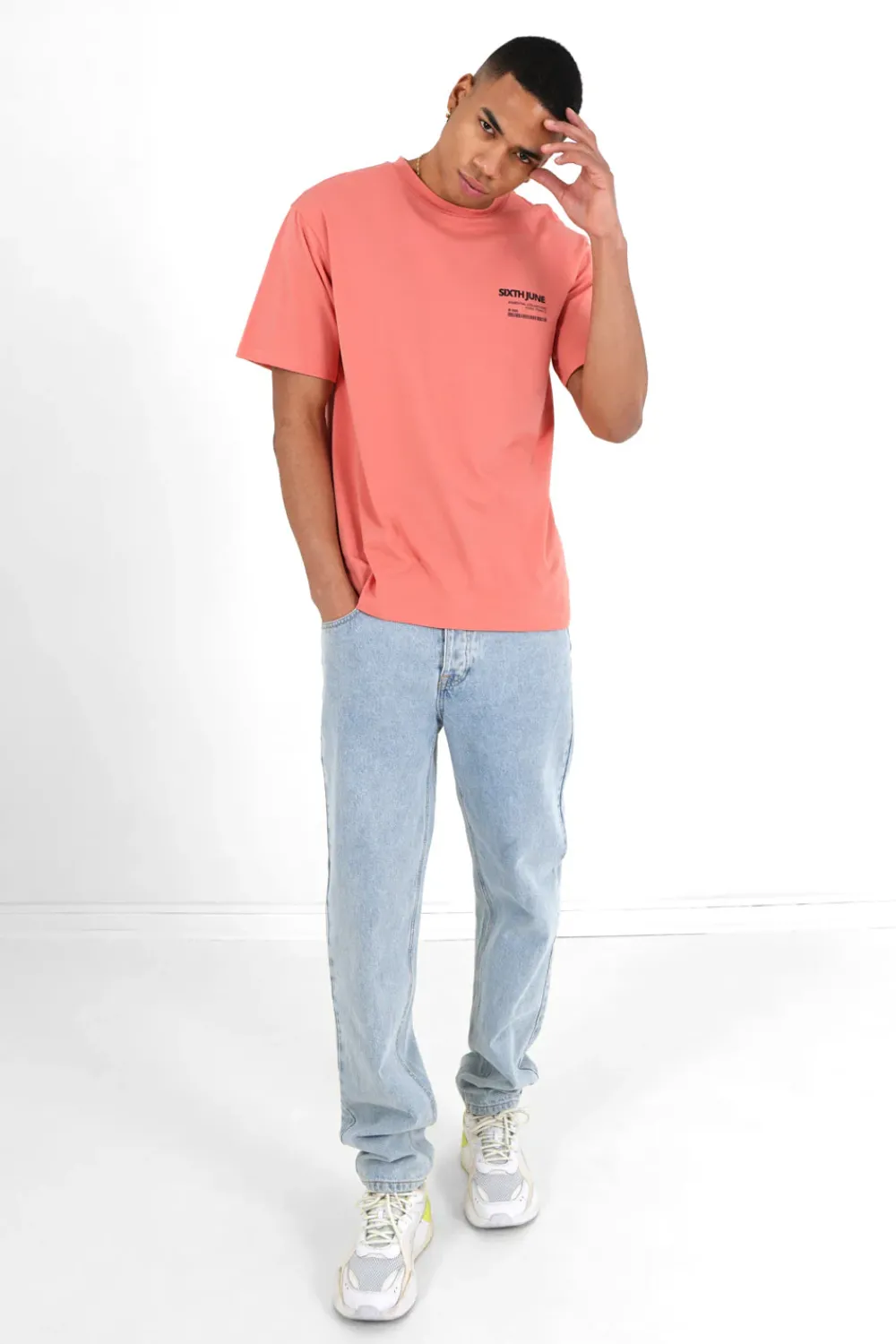 Homme Sixth June Hauts | T-Shirt Barcode Rose