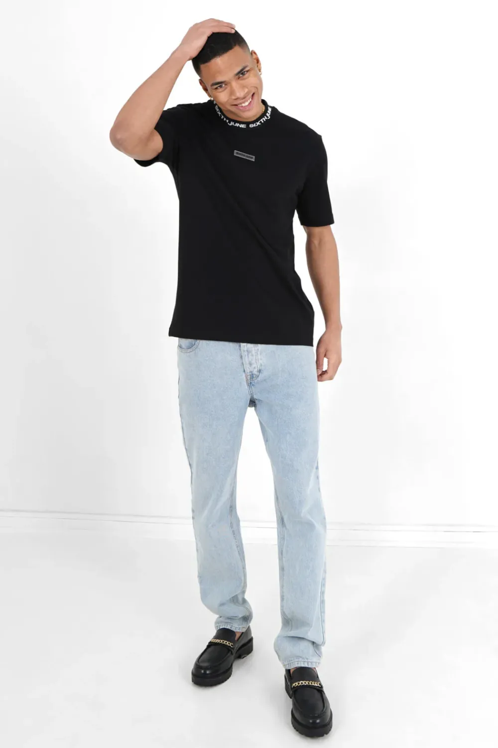Homme Sixth June Hauts | T-Shirt Col Signature Noir