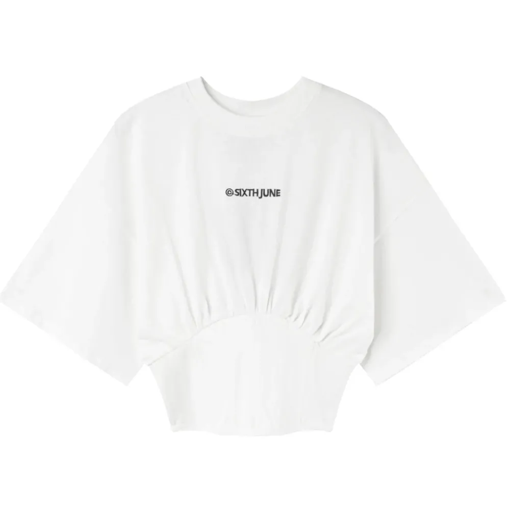 tshirt_corset_court_blanc_casse_5.webp Femme Sixth June Hauts | T-Shirt Corset Court Blanc Casse
