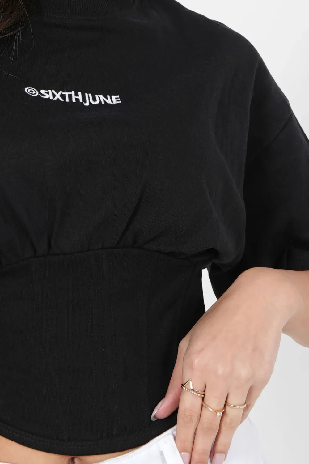 tshirt_corset_court_noir_2.webp Femme Sixth June Hauts | T-Shirt Corset Court Noir
