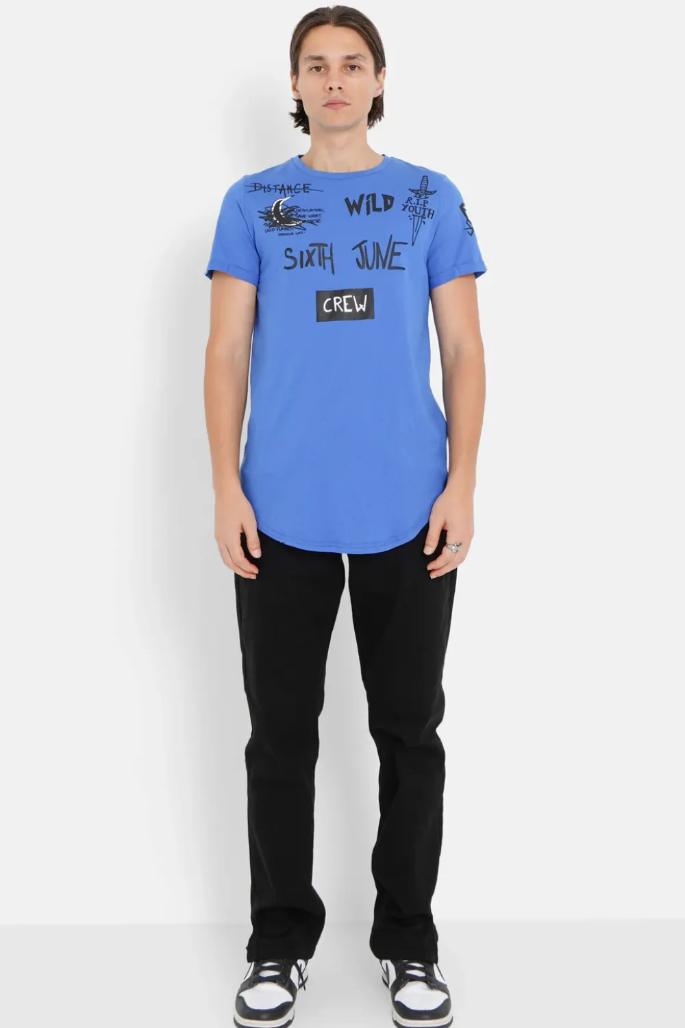 Homme Sixth June Hauts | T-Shirt Crew Bleu Fonce