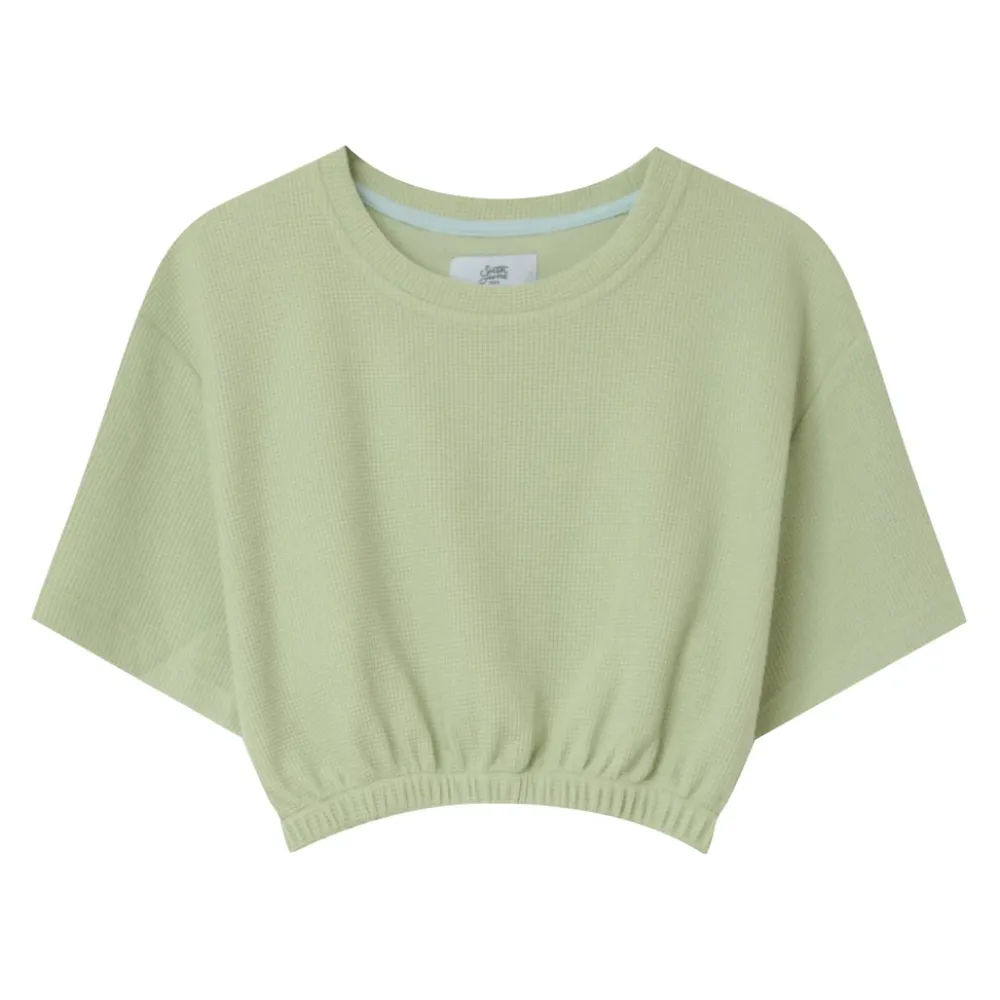 tshirt_elastique_gaufre_vert_clair_5.webp Femme Sixth June Hauts | T-Shirt Elastique Gaufre Vert Clair