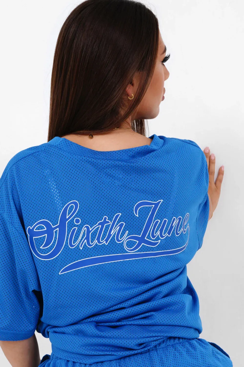 tshirt_mesh_logo_bleu_2.webp Femme Sixth June Hauts | T-Shirt Mesh Logo Bleu