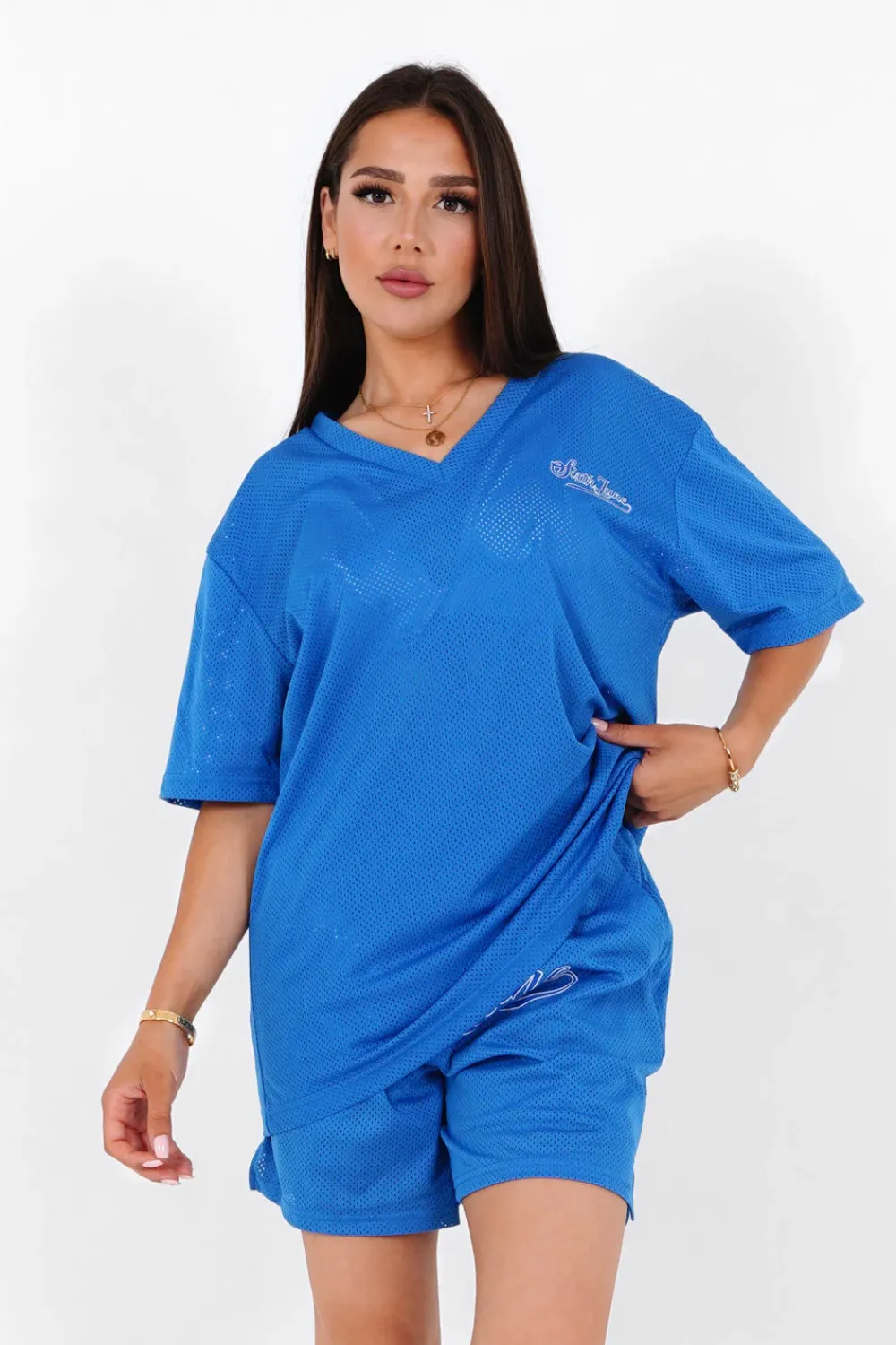 tshirt_mesh_logo_bleu_4.webp Femme Sixth June Hauts | T-Shirt Mesh Logo Bleu