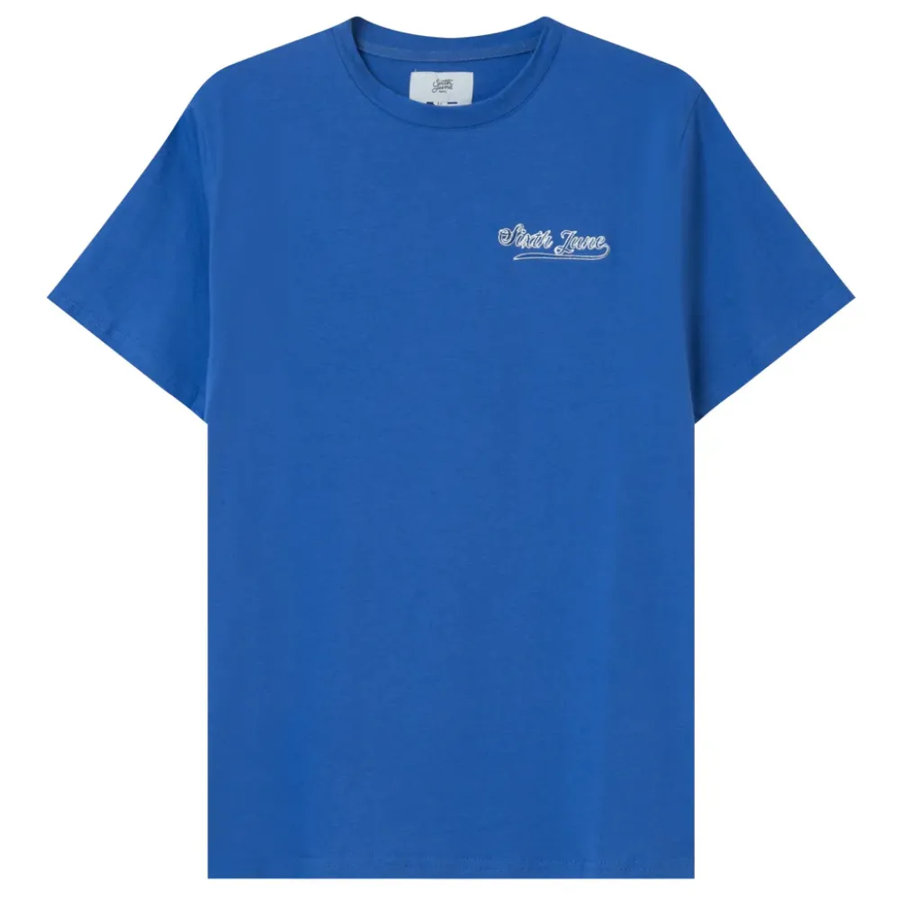 tshirt_retro_logo_bleu_fonce_5.webp Homme Sixth June Hauts | T-Shirt Retro Logo Bleu Fonce