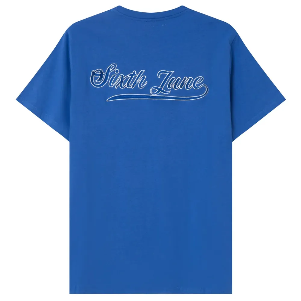 tshirt_retro_logo_bleu_fonce_6.webp Homme Sixth June Hauts | T-Shirt Retro Logo Bleu Fonce