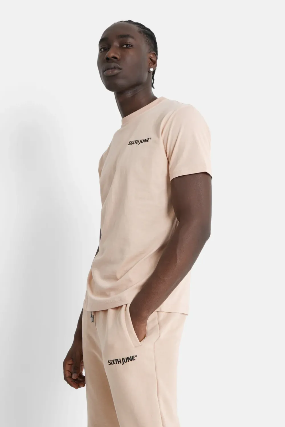 tshirt_soft_logo_brode_beige_3.webp Homme Sixth June Hauts | T-Shirt Soft Logo Brode Beige