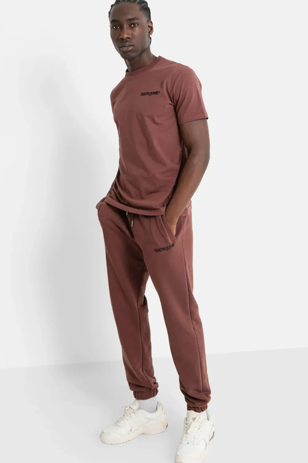 Homme Sixth June Hauts | T-Shirt Soft Logo Brode Marron