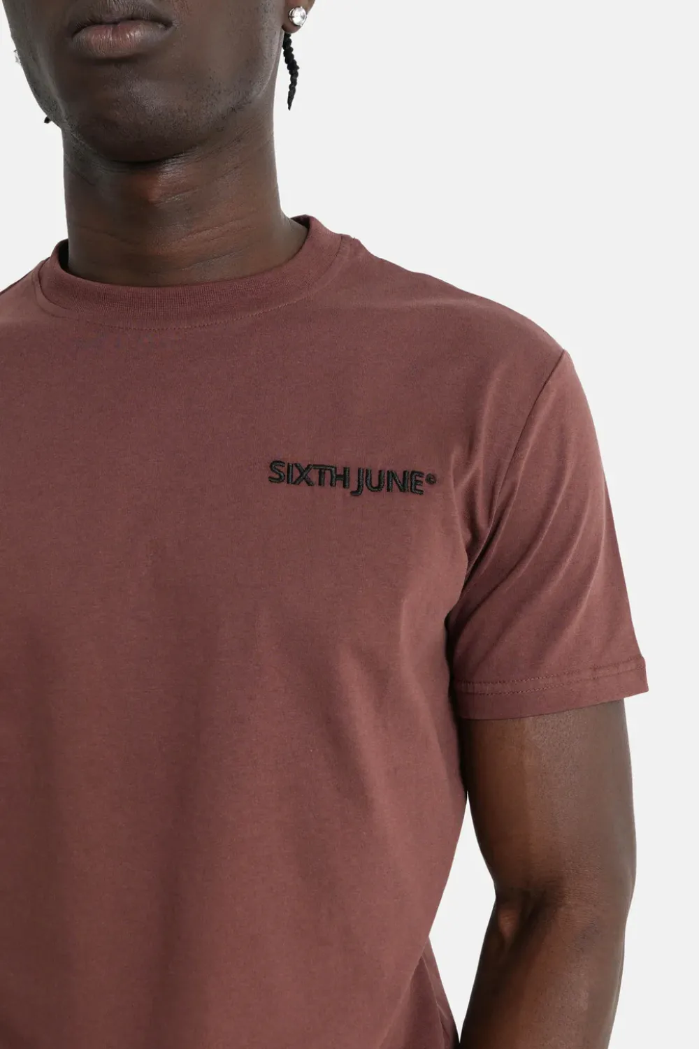 tshirt_soft_logo_brode_marron_2.webp Homme Sixth June Hauts | T-Shirt Soft Logo Brode Marron
