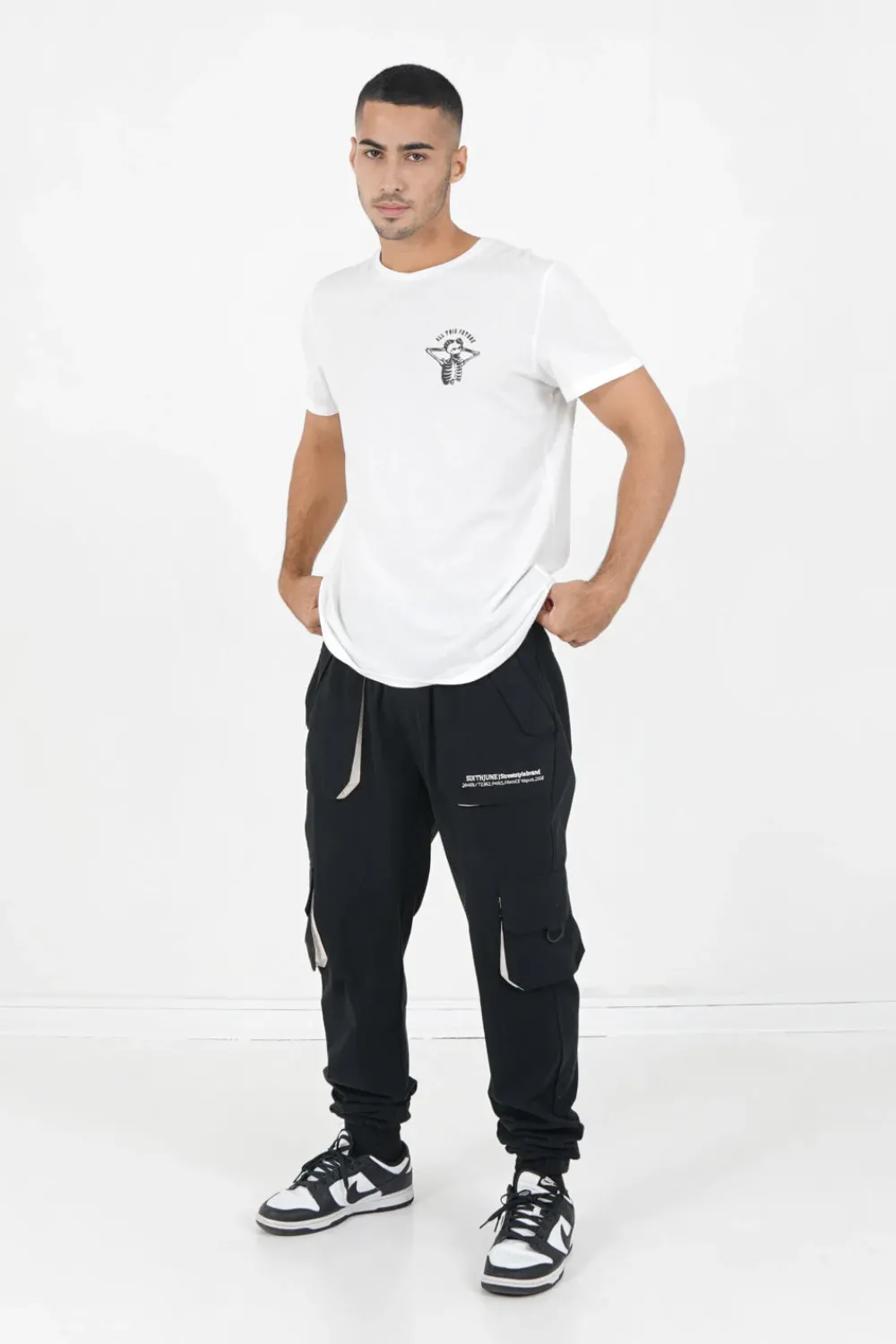Homme Sixth June Hauts | T-Shirt Squelette Gothique Blanc