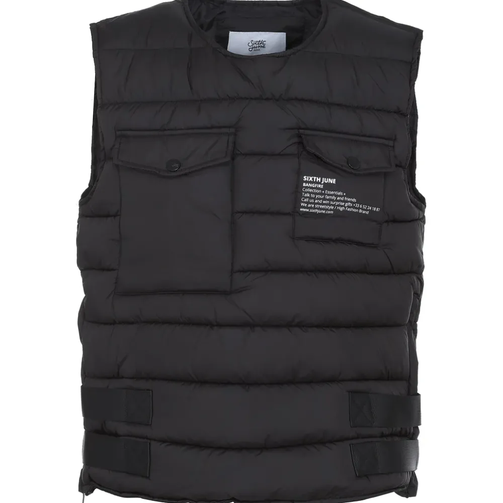 veste_bangfire_matelassee_sans_manches_noir_6.webp Homme Sixth June Manteaux | Veste Bangfire Matelassee Sans Manches Noir