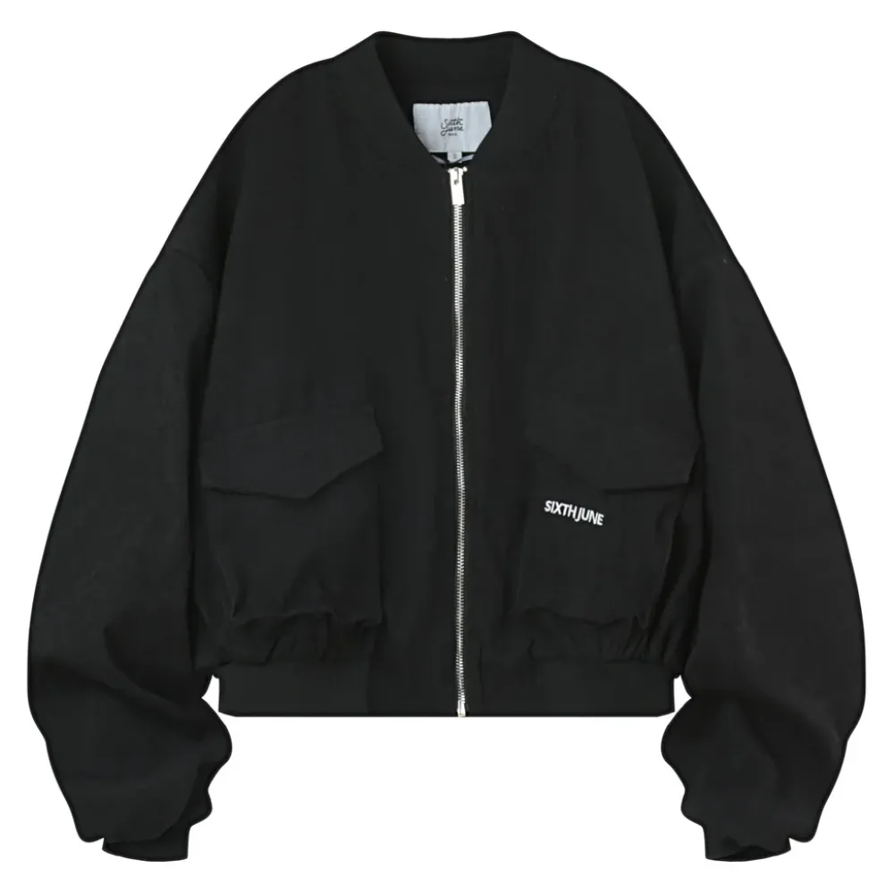 veste_bomber_cotele_noir_5.webp Femme Sixth June Manteaux | Veste Bomber Cotele Noir