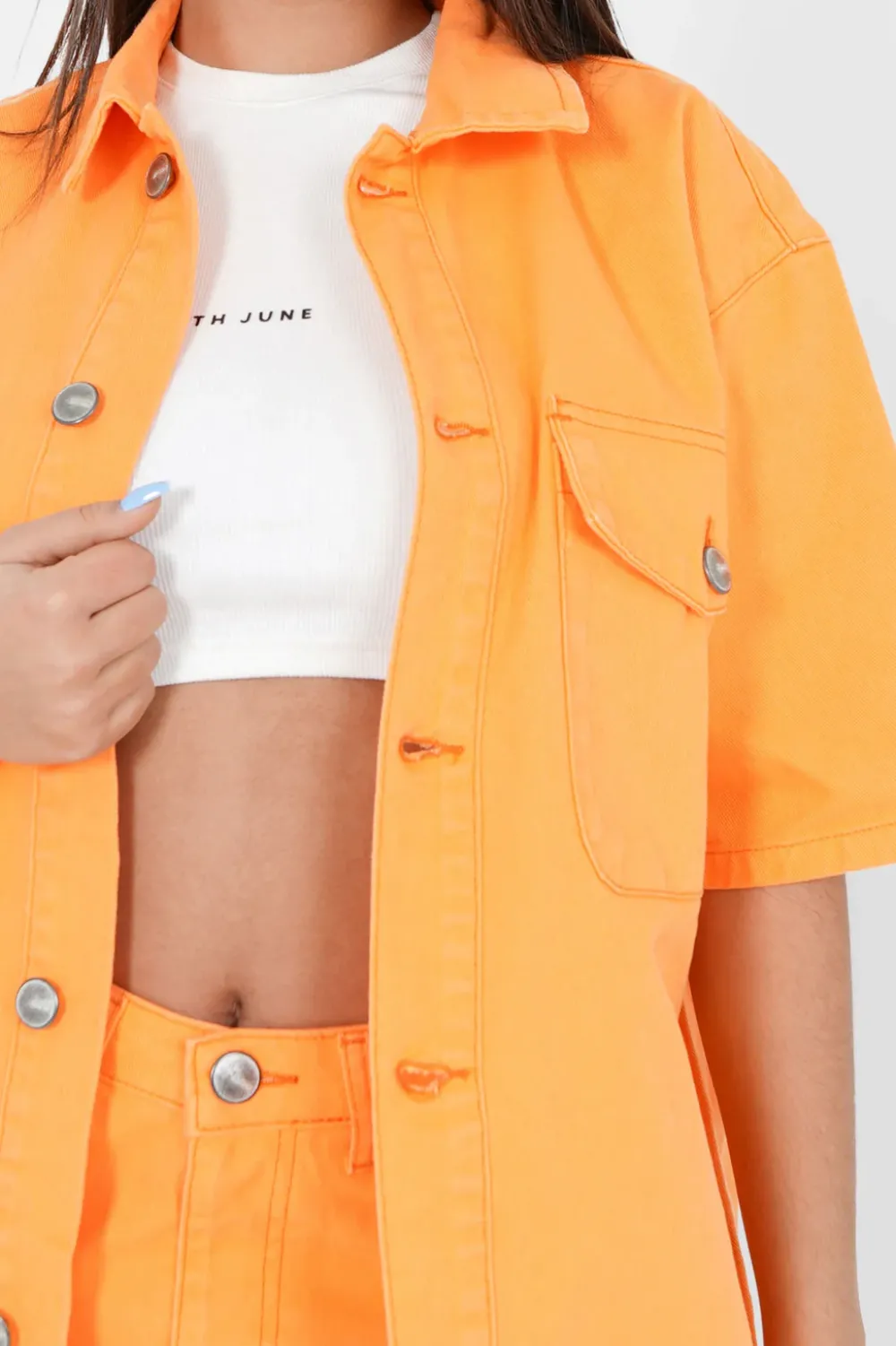 veste_brode_oversize_orange_2.webp Femme Sixth June Manteaux | Veste Brode Oversize Orange