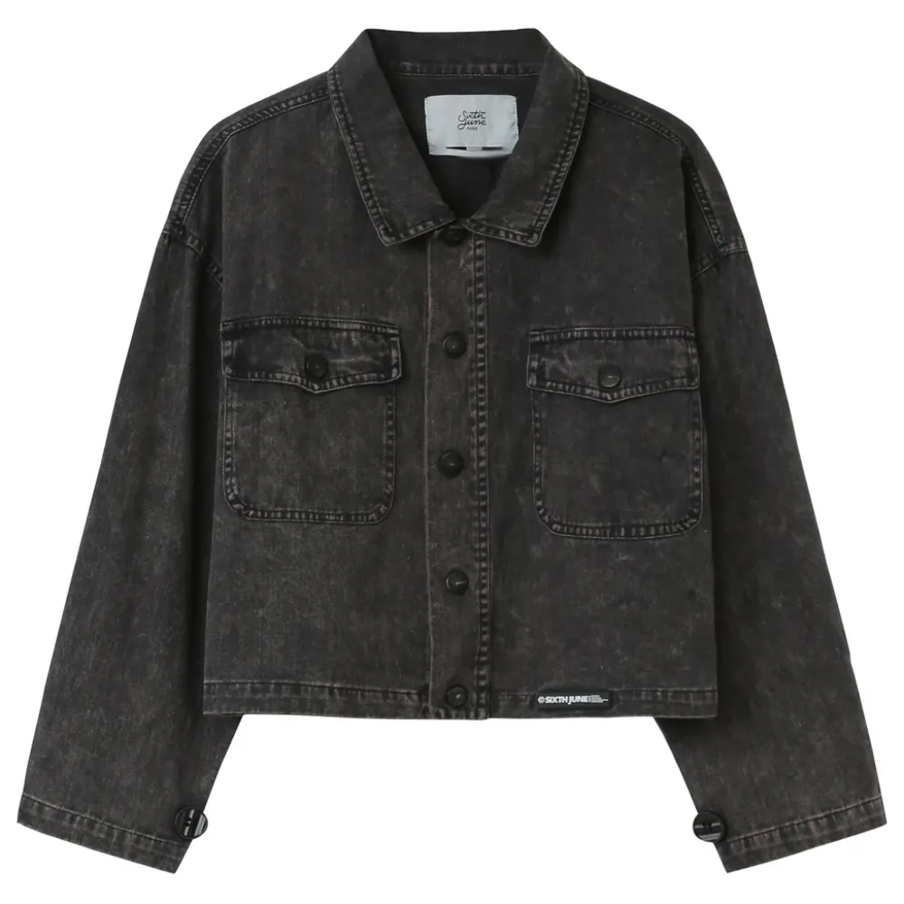 veste_delavee_poches_noir_5.webp Femme Sixth June Manteaux | Veste Delavee Poches Noir
