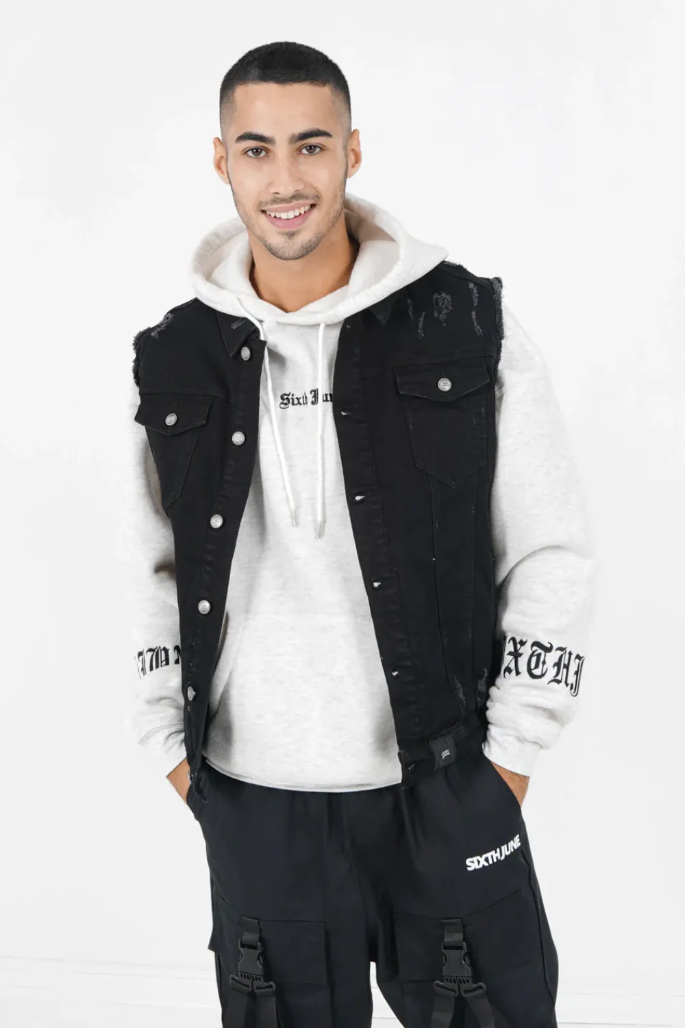 Homme Sixth June Manteaux | Veste Destroy Sans Manches Noir