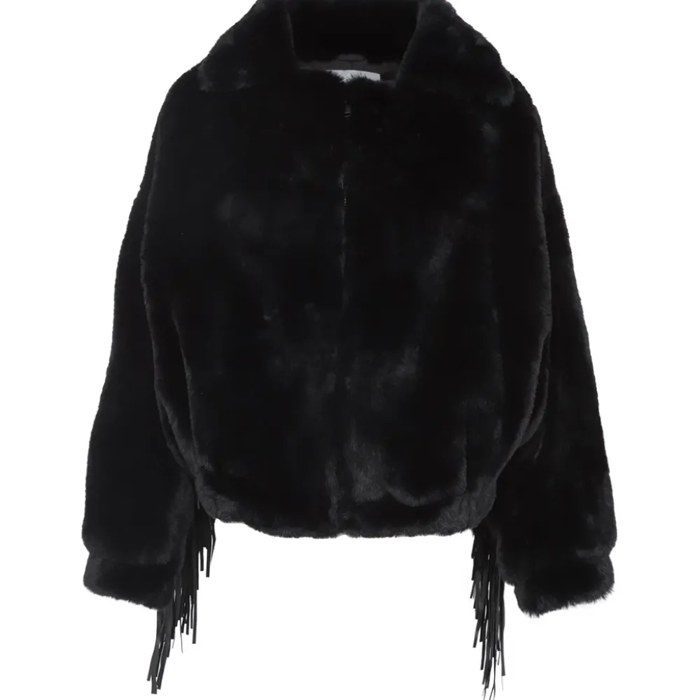 veste_fausse_fourrure_franges_noir_4.webp Femme Sixth June Manteaux | Veste Fausse Fourrure Franges Noir