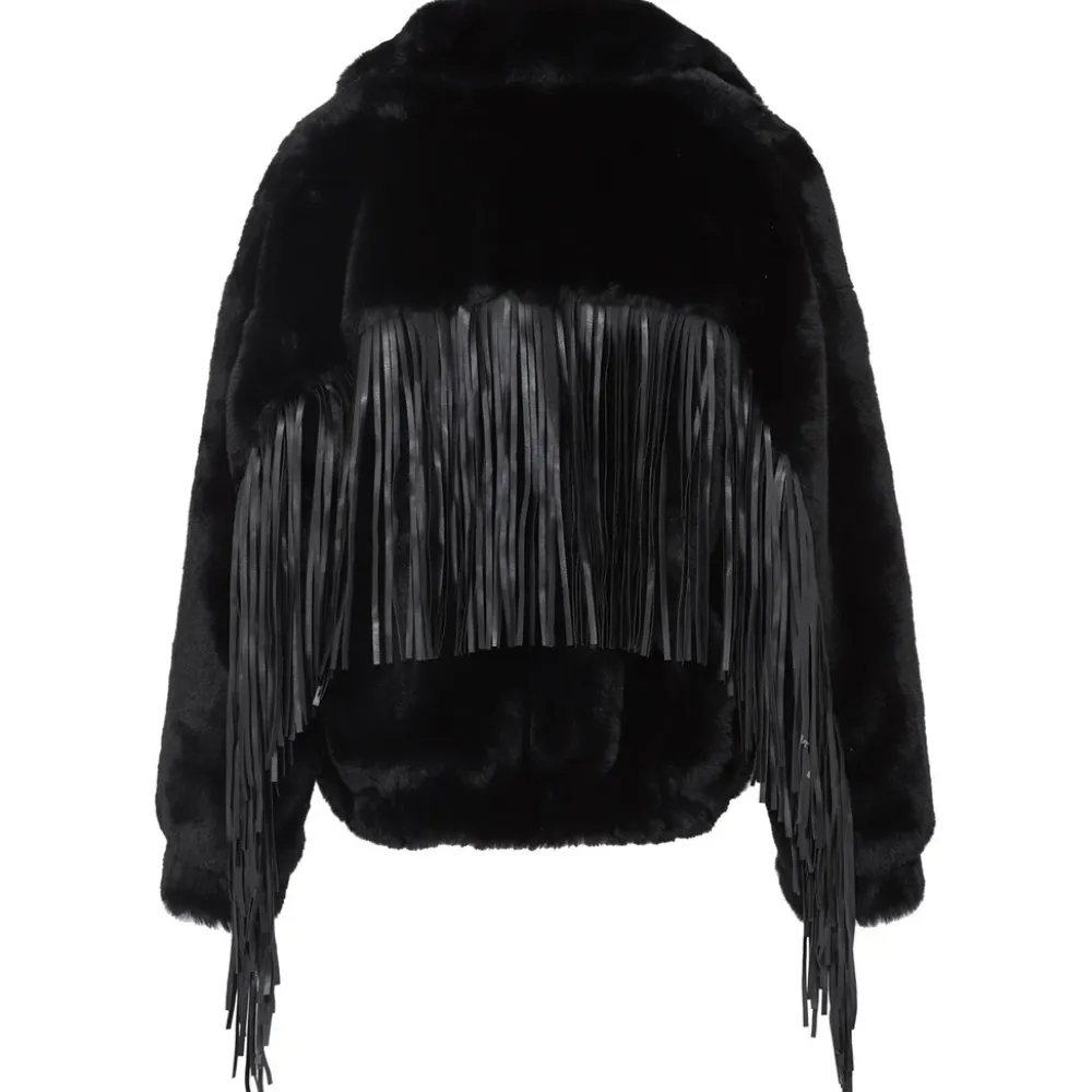 veste_fausse_fourrure_franges_noir_5.webp Femme Sixth June Manteaux | Veste Fausse Fourrure Franges Noir
