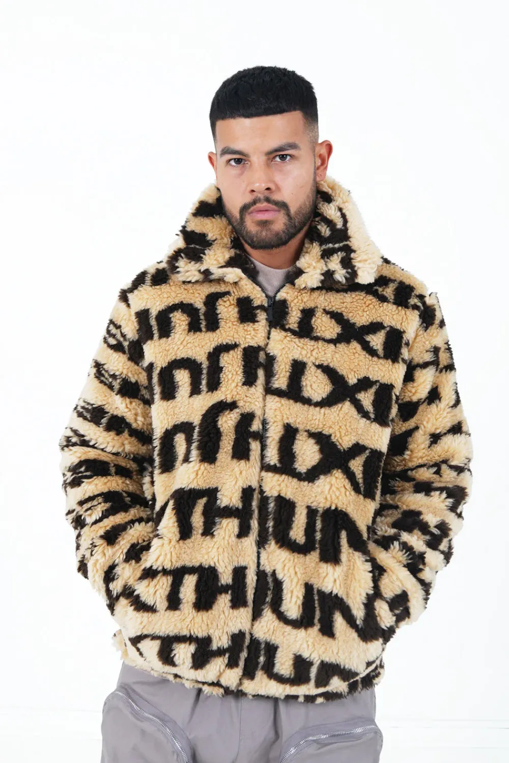 Homme Sixth June Manteaux | Veste Fourrure Logo Beige