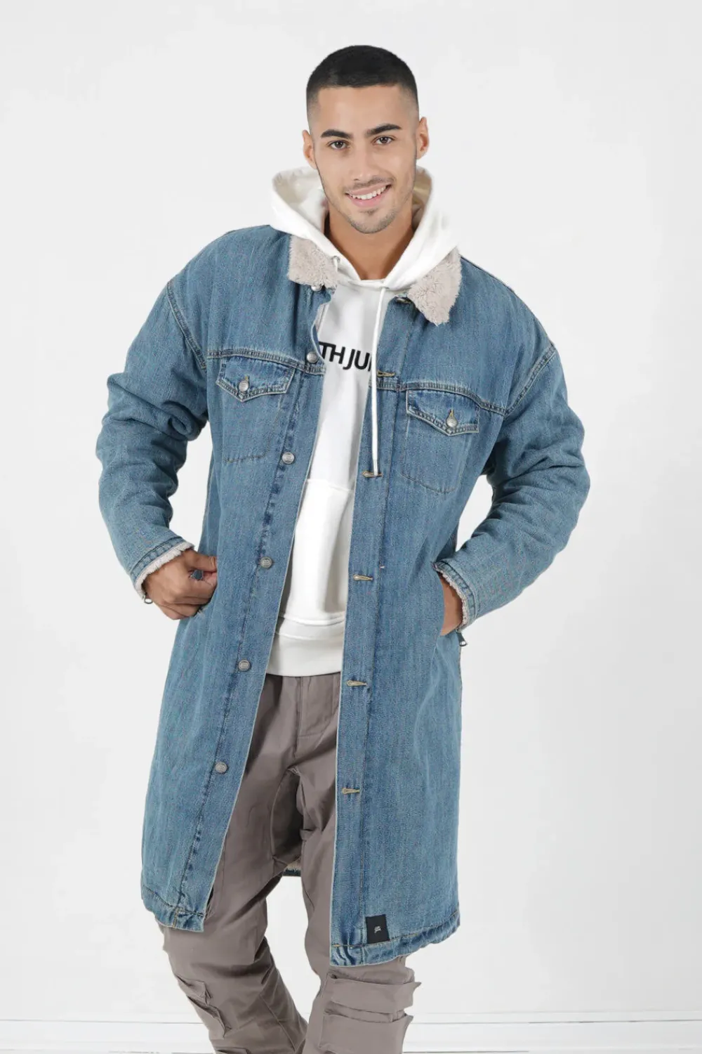 Homme Sixth June Manteaux | Veste Jean Longue Doublee Bleu