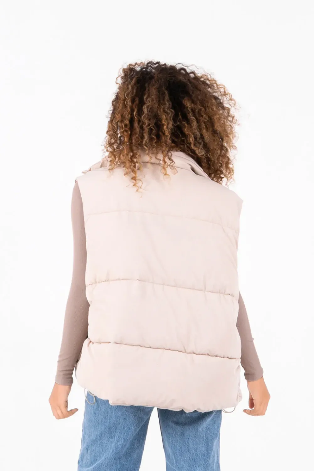 veste_matelassee_sans_manches_beige_4.webp Femme Sixth June Manteaux | Veste Matelassee Sans Manches Beige