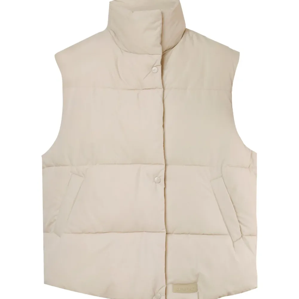 veste_matelassee_sans_manches_beige_5.webp Femme Sixth June Manteaux | Veste Matelassee Sans Manches Beige