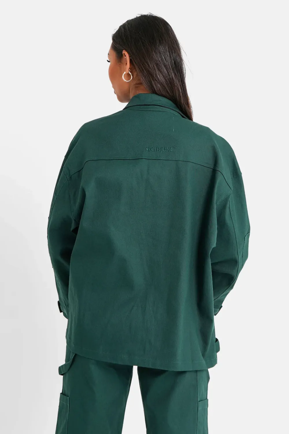 veste_poches_cargo_vert_fonce_4.webp Femme Sixth June Manteaux | Veste Poches Cargo Vert Fonce