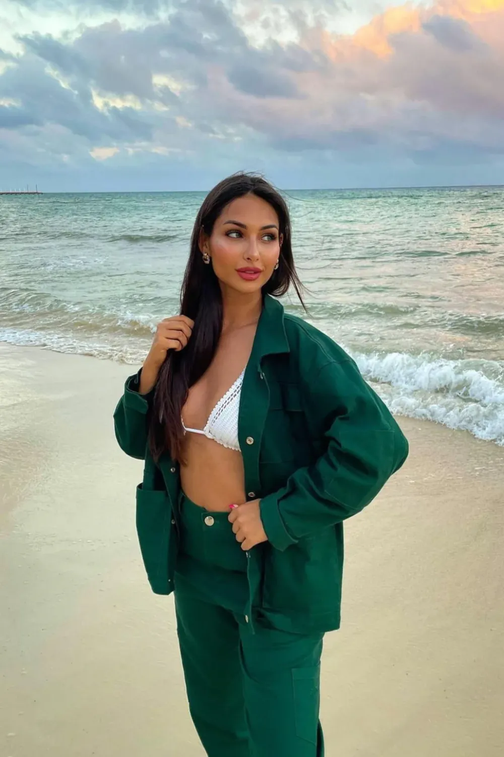 veste_poches_cargo_vert_fonce_5.webp Femme Sixth June Manteaux | Veste Poches Cargo Vert Fonce