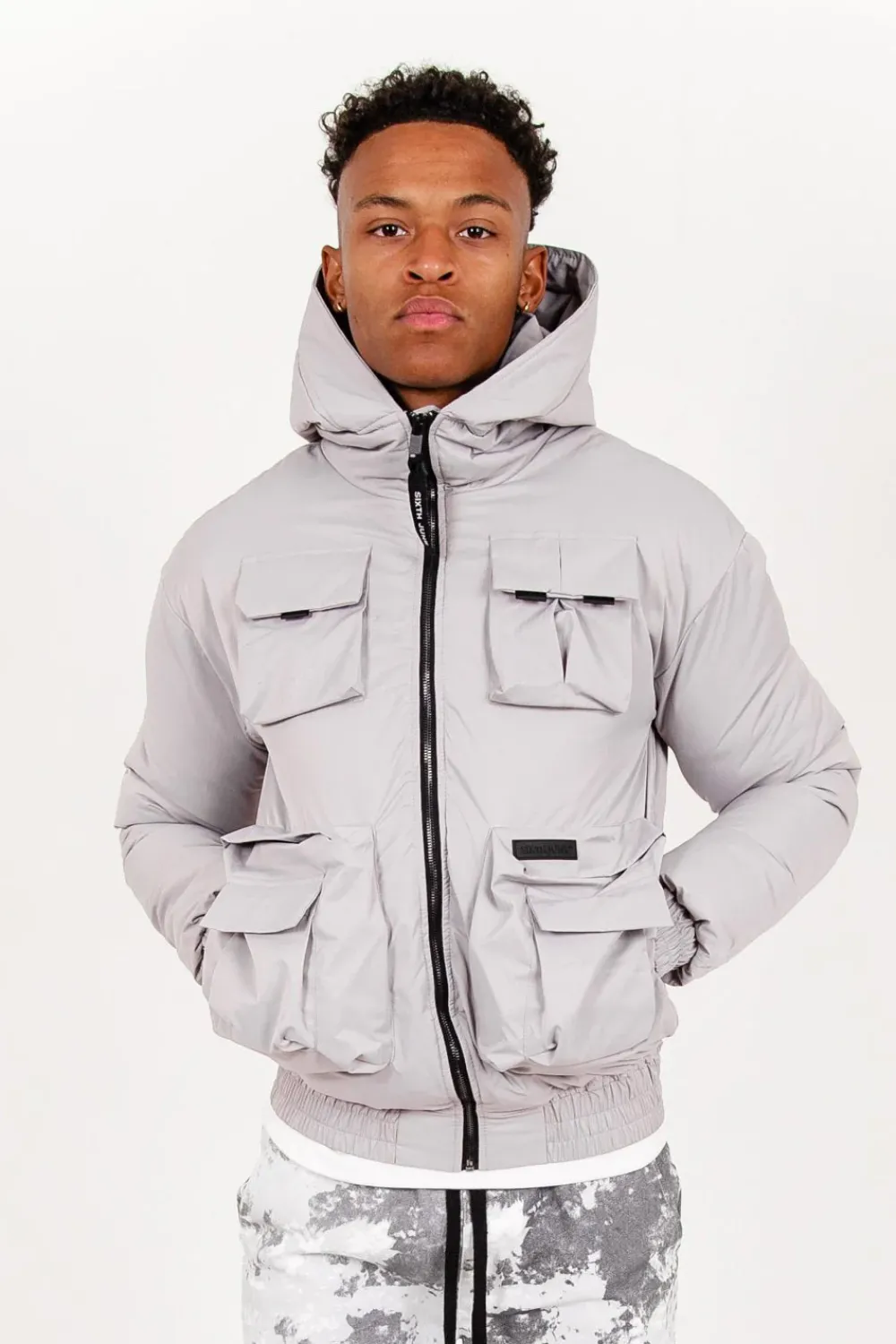 Homme Sixth June Manteaux | Veste Poches Tactiques Gris