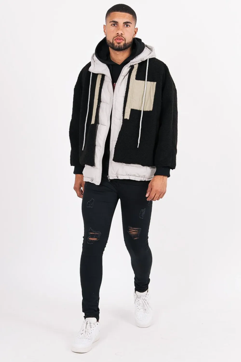 Homme Sixth June Manteaux | Veste Polaire Bi Matiere Noir