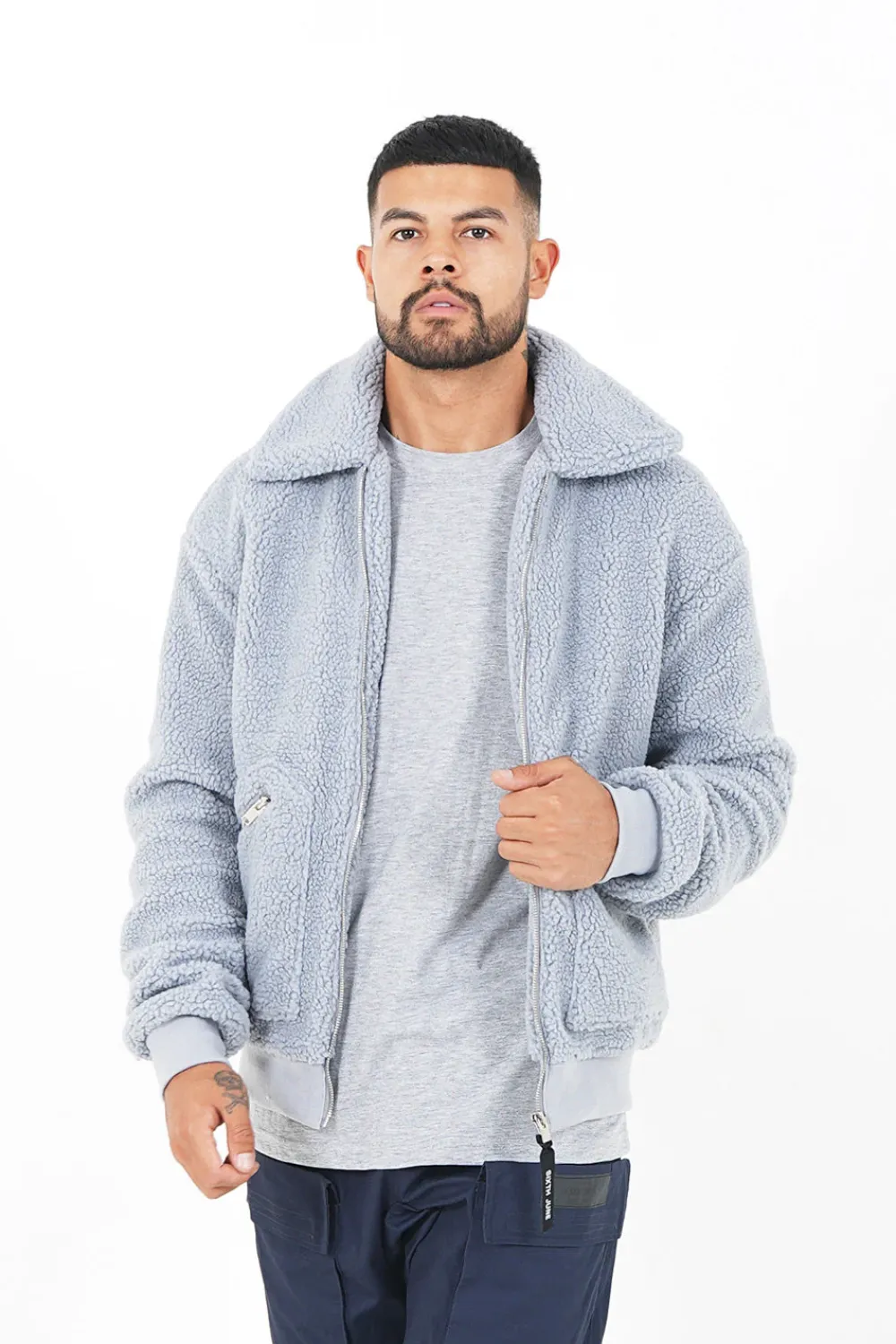 Homme Sixth June Manteaux | Veste Sherpa Cosy Gris