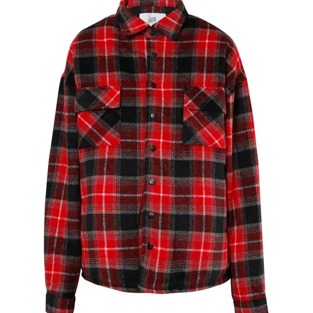 veste_tartan_oversize_rouge_5.webp Homme Sixth June Manteaux | Veste Tartan Oversize Rouge