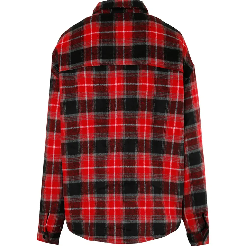 veste_tartan_oversize_rouge_6.webp Homme Sixth June Manteaux | Veste Tartan Oversize Rouge